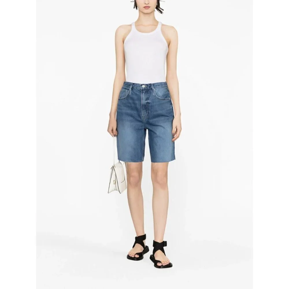 FRAME Frayed-Edge Denim Shorts Size 25 Waist (in) - NWT